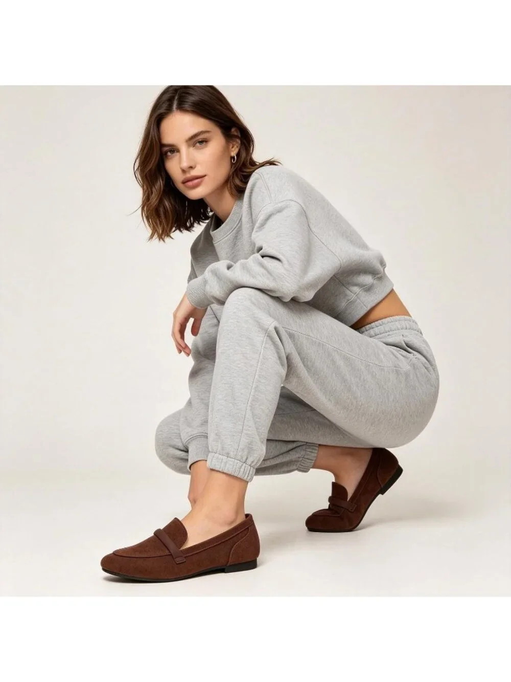Women's Brown Faux Leather Slip on Shoes Runs Small Ballet Flats Comfortable